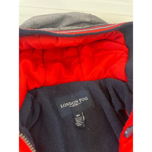 London Fog & 7 for all Mankind Boys Gray Puffer Jacket and hoodie Bundle S 18 mo - Picture 6 of 7